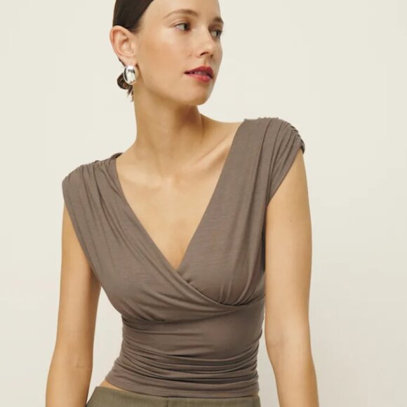 Reformation Amelia Knit Top Small Shitake XS SOLD OUT - Picture 1 of 6